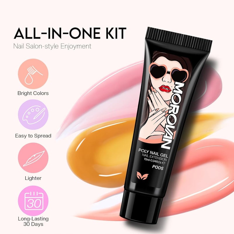 morovan Poly Gel Nail Kit for Beginners: 32 Colors Gel Extension Nail Set with U V Lights for Starter DIY Nail Art Extension at Home Gifts for Ladies & Girls - Image 5